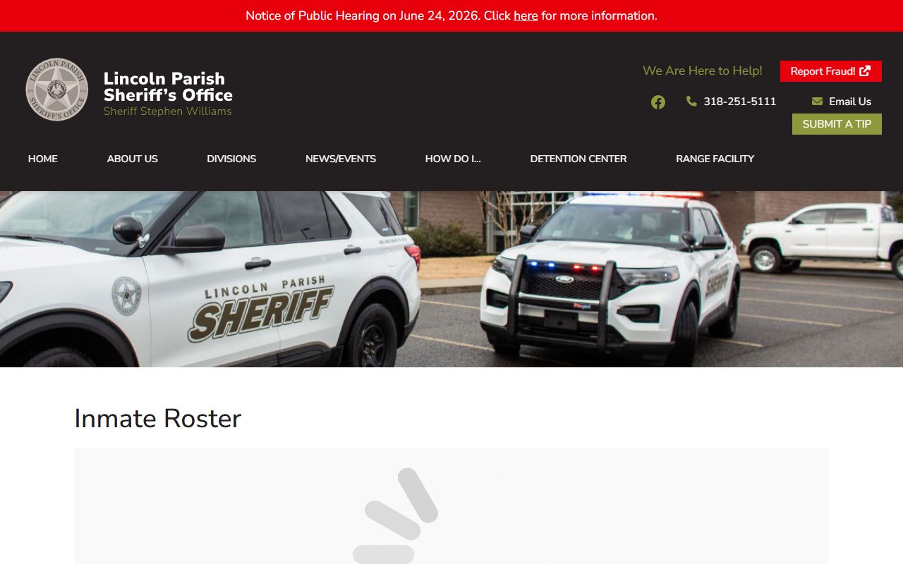 Lincoln Parish inmate roster search and current inmate population listing